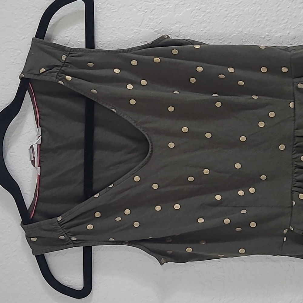 Boden Olive Green Polka Dot Mini Dress Natural Earty Size 4 R - Picture 3 of 7
